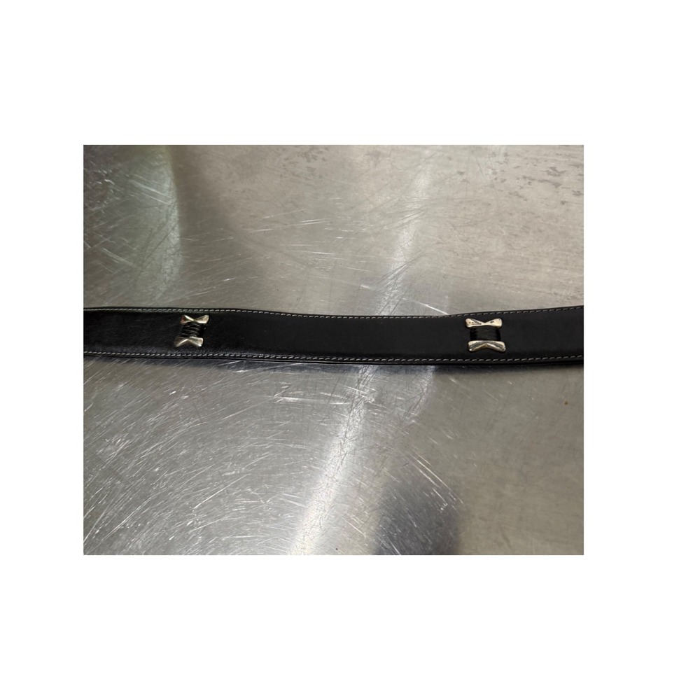 Johnston & Murphy Mens Black Leather Western Belt Silver Hardware Size 38